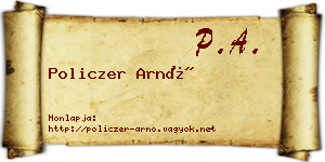 Policzer Arnó névjegykártya